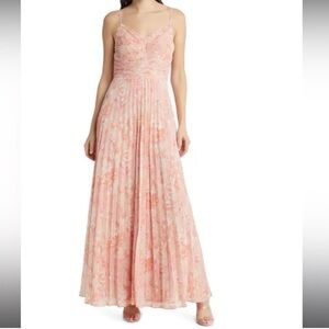 Chelsea28 Floral Pleated Maxi Gown — Size XS